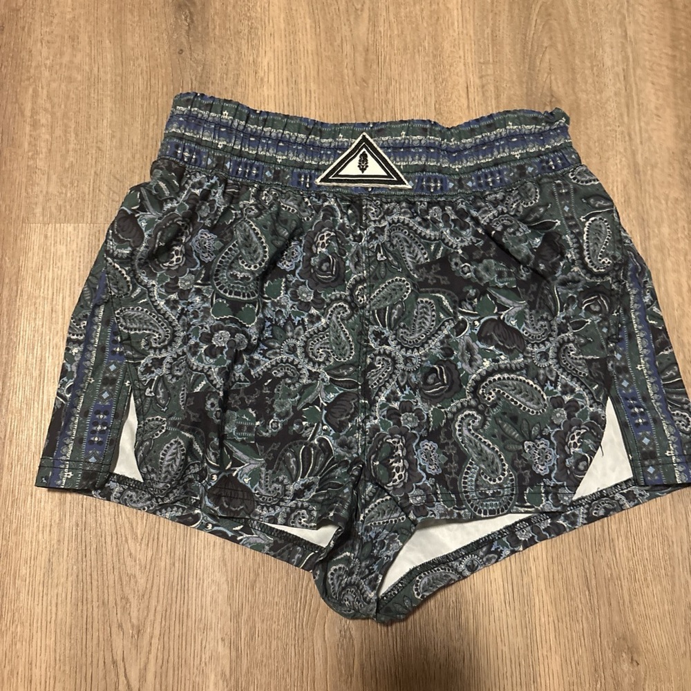 FP Movement by Free People Paisley Athletic Shorts - Blue and Green